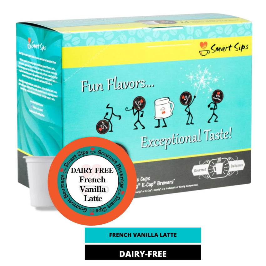 DAIRY-FREE, VEGAN |  French Vanilla Latte, Dairy-Free Latte Pods for Keurig K-cup Brewers