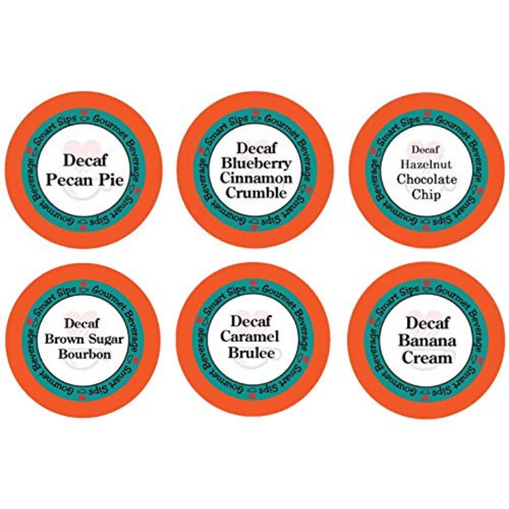Decaf Flavor Lovers Variety Pack, decaffeinated, no caffeine, Gourmet Flavored Coffee, Flavored Coffee, Coffee, Smart Sips Coffee, Single Serve, kcup, k cup, k-cup, pod, pods, keurig, kosher, no sugar, no carb, gluten free