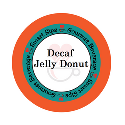 Decaf Jelly Donut flavored gourmet coffee, smart sips coffee, decaffeinated, caffeine-free, dessert inspired coffee, single serve coffee pod, cafe, pods, k cup, k-cup, kcup, kosher, gluten free, sugar free, no sugar, carb free, no carb, low calorie, ww friendly, keto friendly, keurig