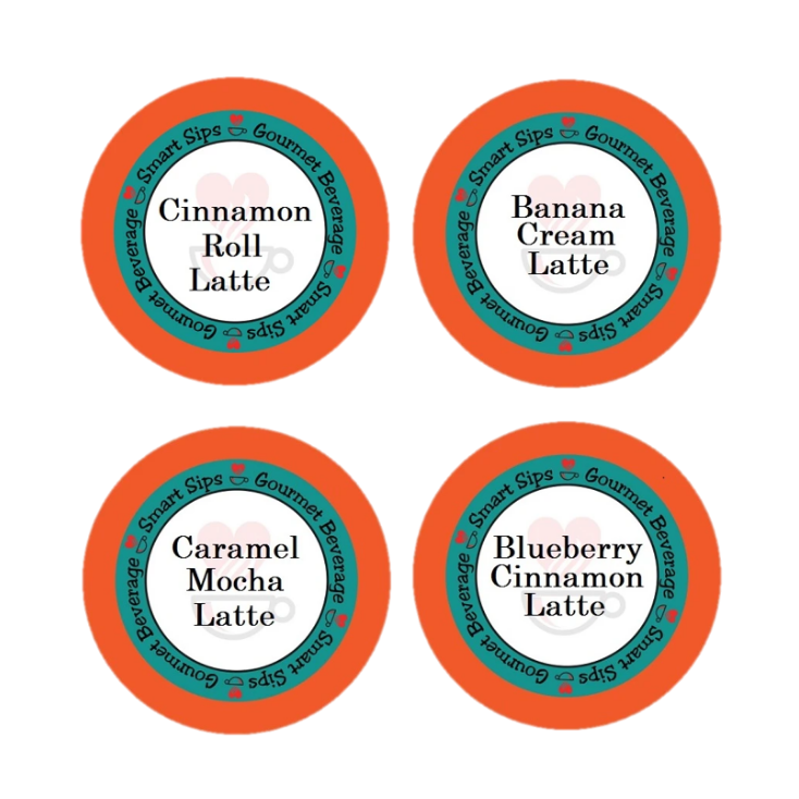 latte variety sampler pack, smart sips coffee, cappuccino, one step latte, koser, gluten free, low calorie, low sugar