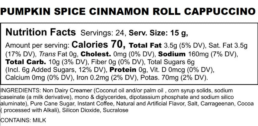 Pumpkin Spice Cinnamon Roll Cappuccino, Gourmet Flavored Cappuccino Pods for Keurig K-cup Brewers