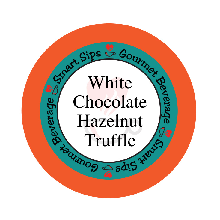 white chocolate hazelnut truffle gourmet flavored coffee, smart sips coffee, flavored coffee, kosher, gluten free, no sugar, no carb, carb free, sugar free, single serve, pod, pods, kcup, k-cup, k cup, keurig