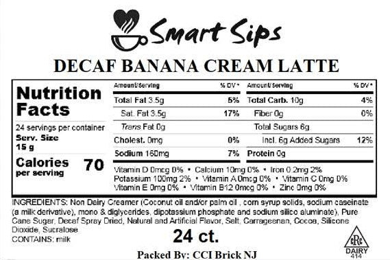 Decaf Banana Cream Latte, Decaffeinated Latte Pods for Keurig K-cup Machines