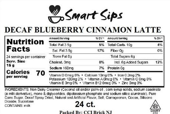 Decaf Blueberry Cinnamon Latte, Decaffeinated Latte Pods for Keurig K-cup Brewers