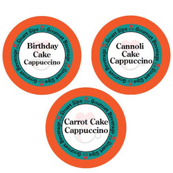 Cake-Lovers Cappuccino Variety Sampler- Birthday Cake, Cannoli Cake & Carrot Cake Cappuccino, 72 Count, Gourmet Cappuccino Pods for Keurig K-cup Machines
