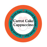 Carrot Cake Cappuccino, Smart Sips Coffee, gourmet flavored cappuccino, latte, dessert inspired, single serve, single-serve, pod, pods, keurig compatible, kcup, k cup, k-cup, holiday beverage, drink your dessert, low calorie, low carb, low sugar 