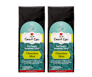 smart sips coffee, coffee. ground coffee, chocolate mint, flavored gourmet coffee, 100% arabica 