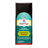 Chocolate orange flavored gourmet ground coffee, smart sips coffee, ground bagged coffee, flavored coffee, 10 ounce, 20 ounce, 30 ounce, medium roast fresh ground arabica coffee, no calories, 0 calorie coffee, fruity coffee, fruit flavored coffee, orange coffee, no carb, zero carbs, no carbs, ww coffee, keto coffee
