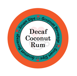 Decaf coconut rum flavored gourmet coffee, smart sips coffee, decaffeinated, caffeine-free, dessert inspired coffee, liquor inspired, single serve coffee pod, cafe, pods, k cup, k-cup, kcup, kosher, gluten free, sugar free, no sugar, carb free, no carb, low calorie, ww friendly, keto friendly, keurig