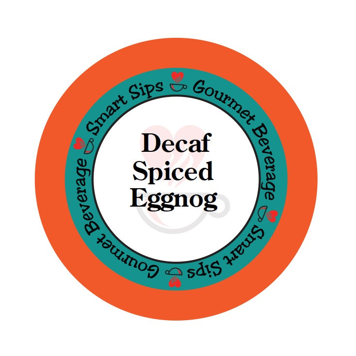 Decaf Spiced Eggnog, Smart Sips Coffee, decaffeinated coffee, gourmet flavored beverage, holiday coffee, christmas coffee, flavored coffee, single serve, single-serve, keurig machine compatible, kcup, k cup, k-cup, carb free, sugar free, 2 calories, low calorie