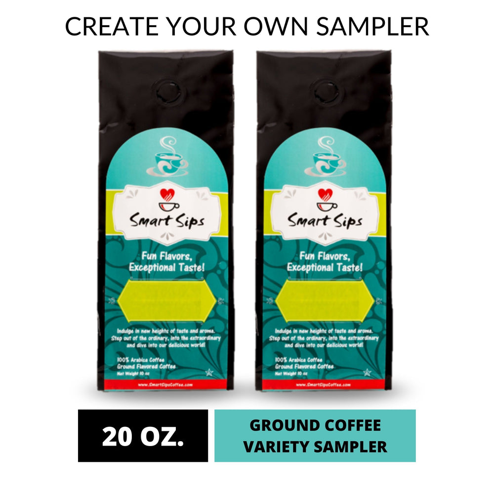 Ground Coffee Sampler Pick Two, 20 Ounce Sampler Smart Sips Coffee