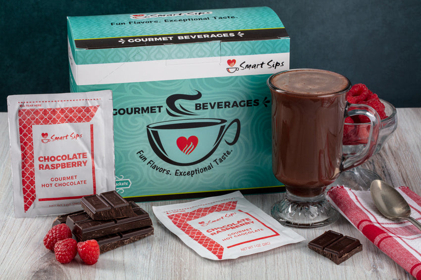 Chocolate Raspberry Hot Chocolate Packets, Gourmet Flavored Hot Cocoa Mix
