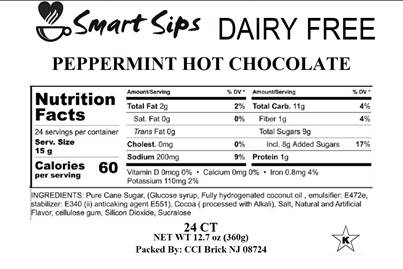 DAIRY-FREE, VEGAN | Peppermint Hot Chocolate, Single-Serve Gourmet Dairy-Free Hot Cocoa Pods for Keurig K-cup Brewers
