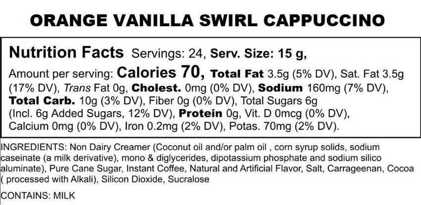 Orange Vanilla Swirl Cappuccino, For Keurig K-cup Brewers