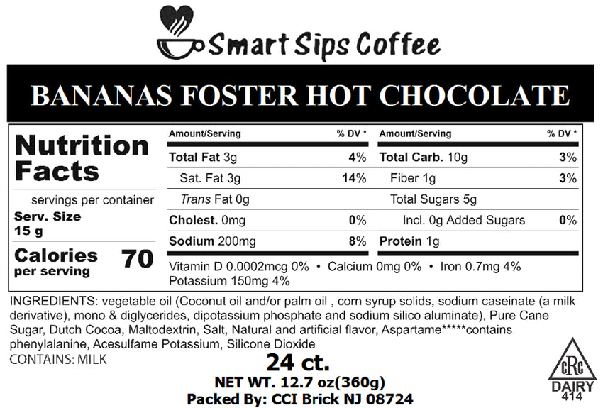 Bananas Foster Hot Chocolate, Gourmet Hot Cocoa Pods, for Keurig K-cup Brewers
