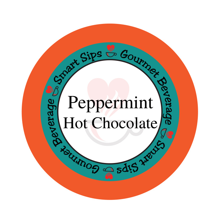 peppermint hot chocolate, smart sips coffee gourmet flavored hot cocoa, low calorie, low sugar, low carb, flavored hot chocolate, kosher, gluten free, single serve, kcup, k cup, k-cup, pod, pods, keurig