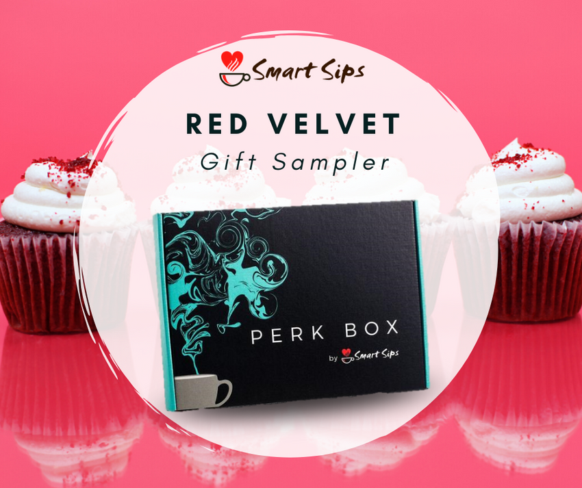 red velvet gift sampler perk box variety pack hot chocolate cappuccino smart sips coffee gift for valentines day 24 count k cup kcup keurig k-cup single serve pod pods 