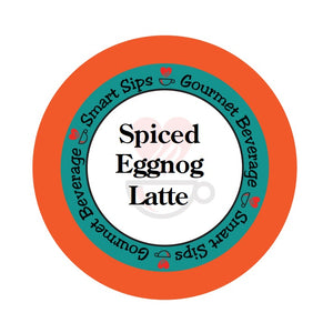 spiced eggnog latte, cappuccino, single serve pod, 24 count pods, smart sips coffee, one step latte, holiday seasonal flavored latte, low calorie, low sugar, low carb, keurig, k cup, kcup, k-cup, pod, brew, kosher, gluten free, trans fat free