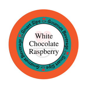 white chocolate raspberry gourmet flavored coffee, smart sips coffee, flavored coffee, kosher, gluten free, no sugar, no carb, carb free, sugar free, single serve, pod, pods, kcup, k-cup, k cup, keurig 