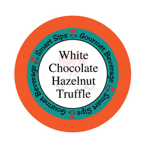 white chocolate hazelnut truffle gourmet flavored coffee, smart sips coffee, flavored coffee, kosher, gluten free, no sugar, no carb, carb free, sugar free, single serve, pod, pods, kcup, k-cup, k cup, keurig 