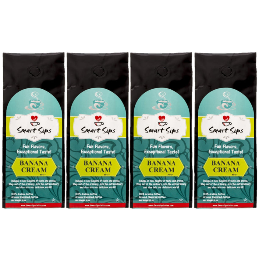 Banana Cream, Flavored Medium Roast Ground Gourmet Arabica Coffee