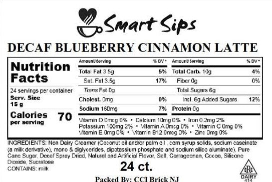 Decaf Blueberry Cinnamon Latte, Single Serve Pods for Keurig K-cup Brewers