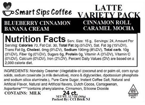 latte nutritional info